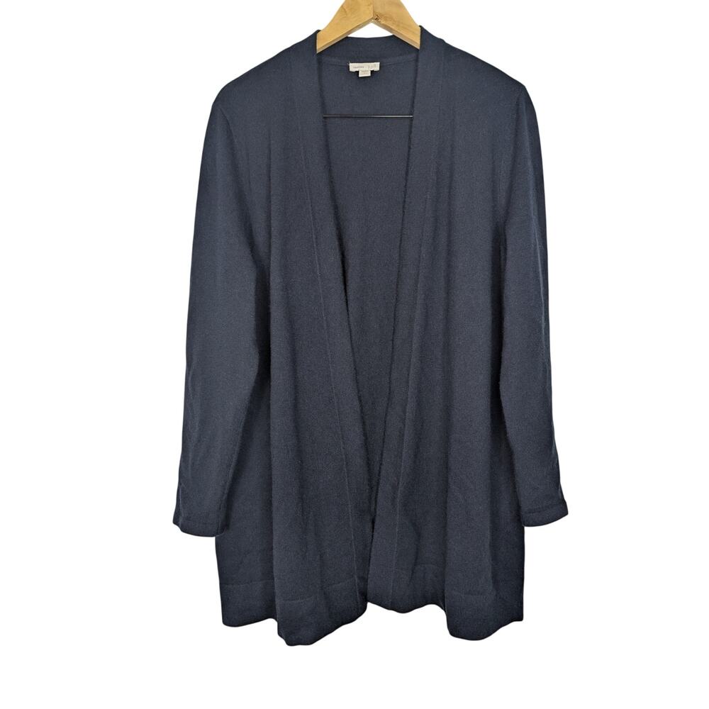 J. Jill Blue Cashmere Open Front Sweater Cardigan Minimalist